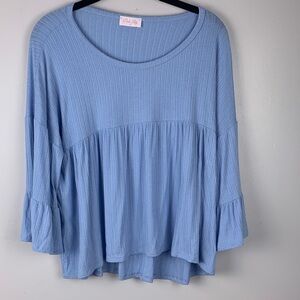 Pink Lily Light Blue Flowy Blouse small